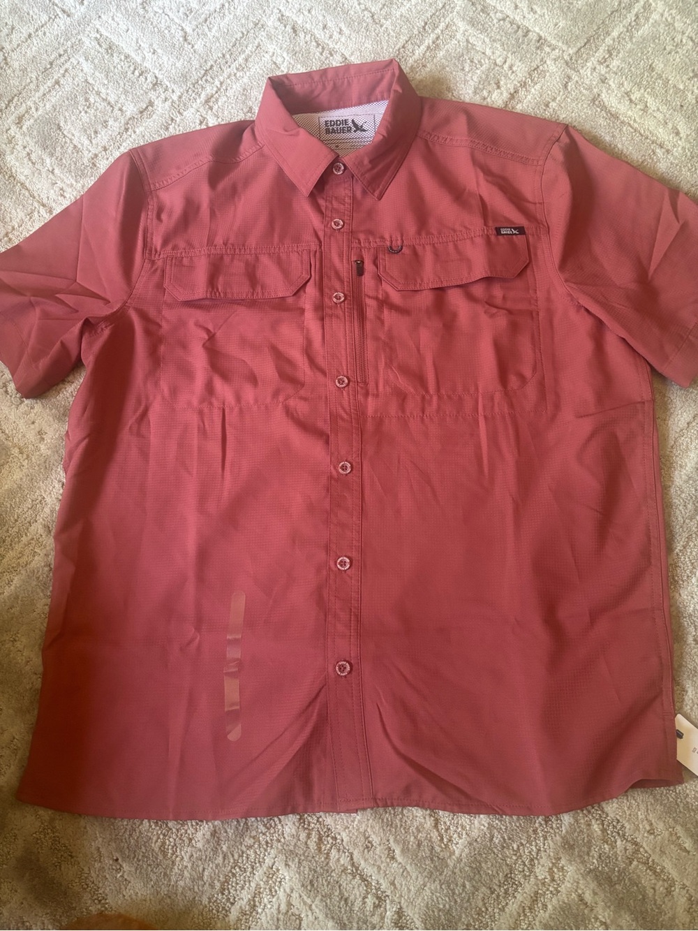 Eddie Bauer Mens  Button Down Shirt Vented Short Sleeve Athletic Outdoor Size M